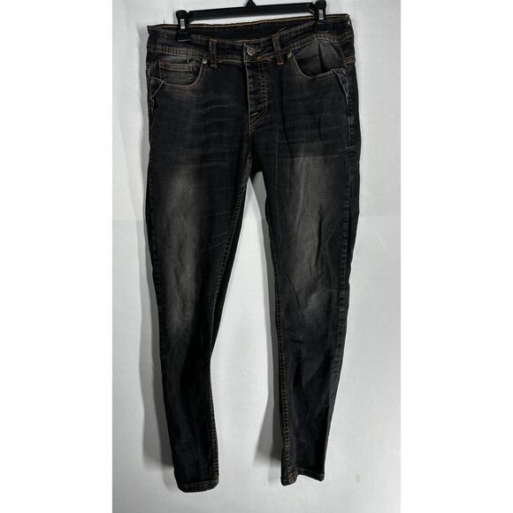 Massimo Dutti Tapered Slim Jeans Men Size 33 Gray Button Fly Faded Look Denim - Picture 1 of 9